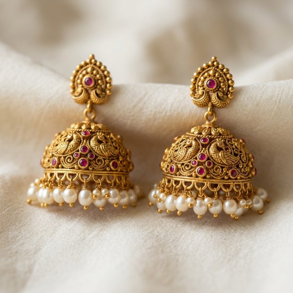 Antique Gold Jhumka Earrings
